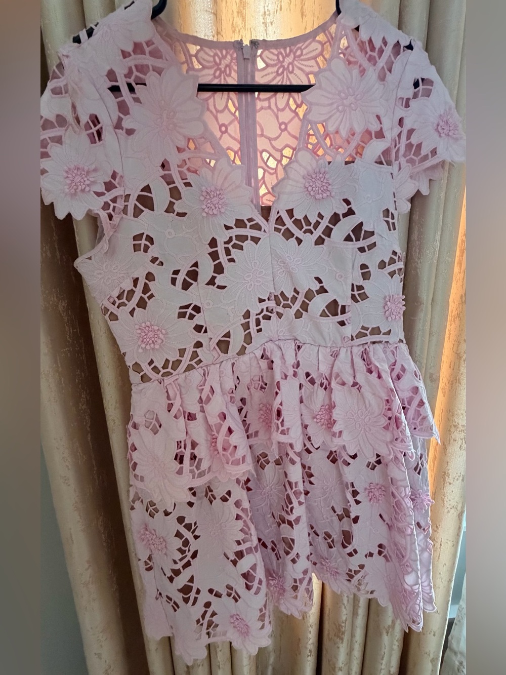 Self-Portrait- Pink Floral Lace Dress
